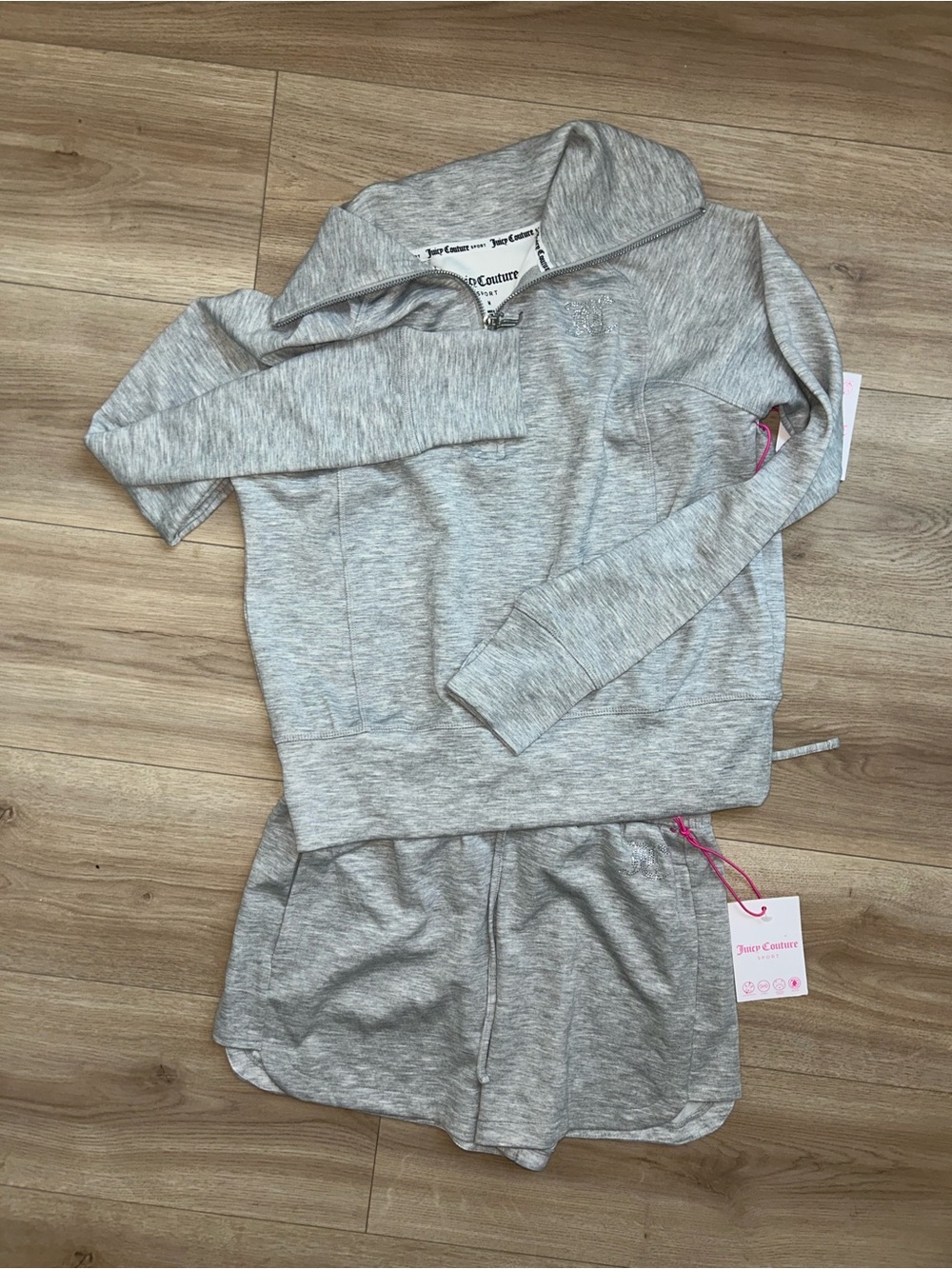 Juicy Couture Light Gray Hoodie & Shorts Lounge Set